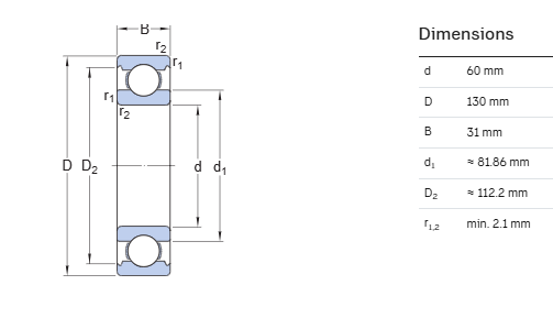 CHIK Brand Deep Groove Ball Bearing 6312 Size:60x130x31mm