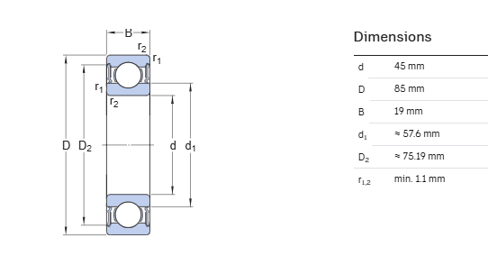 CHIK Brand Deep Groove Ball Bearing 6209-2RS/C3 Size:45х85х19mm